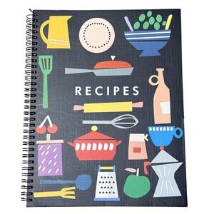 Blank Recipe Journal Spiral Notebook Kitchen Conversion Black Large Paper